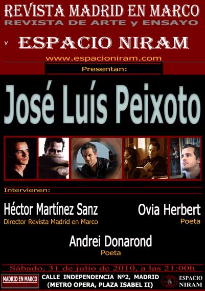 Encuentro literario sobre la obra del escritor portugués José Luis Peixoto en Espacio Niram